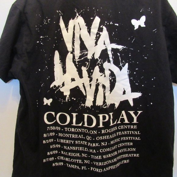 Coldplay T-Shirts Lot of 2 Viva La Vida 2009 Tour Blurred Man Black Size Medium - Picture 11 of 11